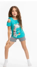 ⁦بيجاما صيفى بناتى 917/1⁩ - الصورة ⁦2⁩